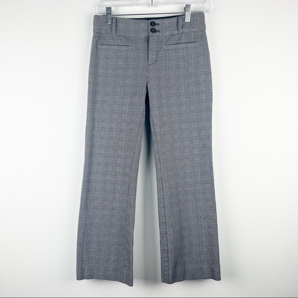 Antropologie Grey Plaid The Essential Flare Ankle Cropped Pants Sz 0